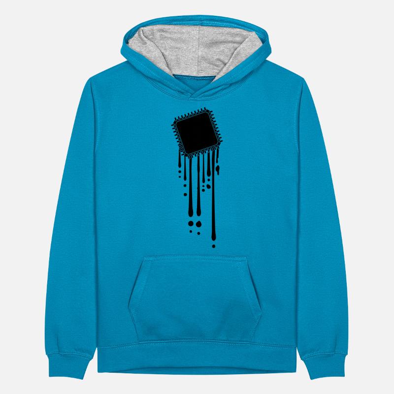 processor melt drops graffiti cpu computer Teenager Contrast Hoodie