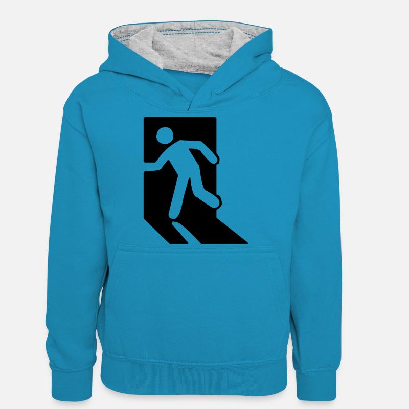 Exit (V) - Sweat à capuche contrasté Ado - bleu paon/gris chiné