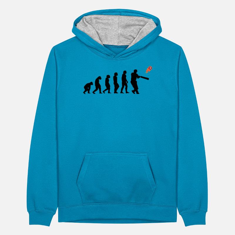 Cricketer Cricket-game Evolution Teenager Contrast Hoodie