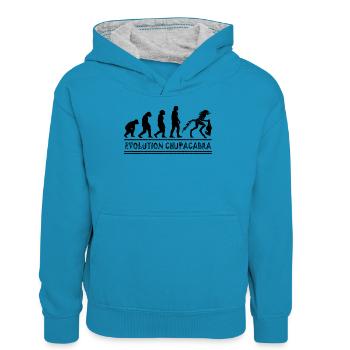 Cryptozoologistes Chupacabra Créatures Évolution - Sweat à capuche contrasté Ado - bleu paon/gris chiné - Devant
