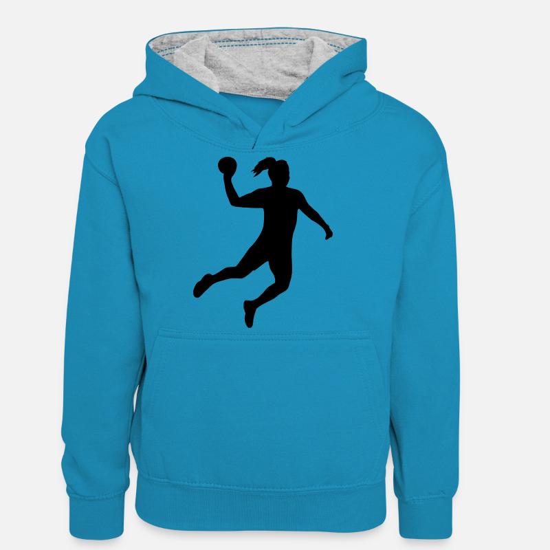 HaBa_10 - Sweat à capuche contrasté Ado - bleu paon/gris chiné