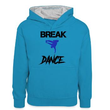 Break Dance - Teenager Contrast Hoodie - peacock blue/heather grey - Front