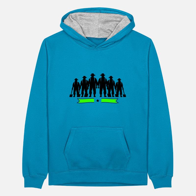 Farmer Bauer Silhouette Teenager Contrast Hoodie