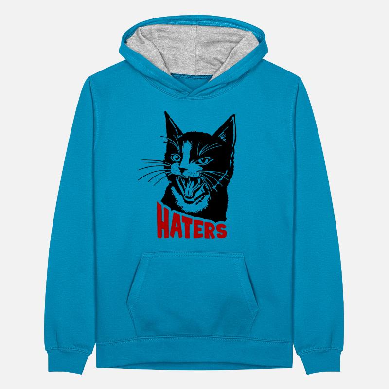 Chat et ennemi Sweat à capuche contrasté Ado