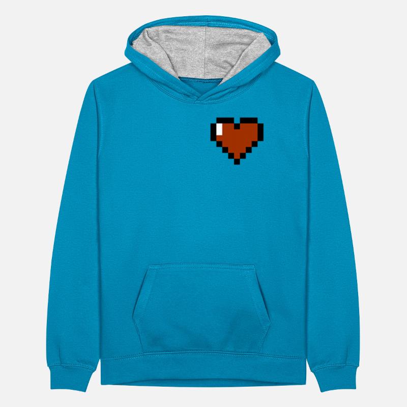 Coeur 8 bits Sweat à capuche contrasté Ado