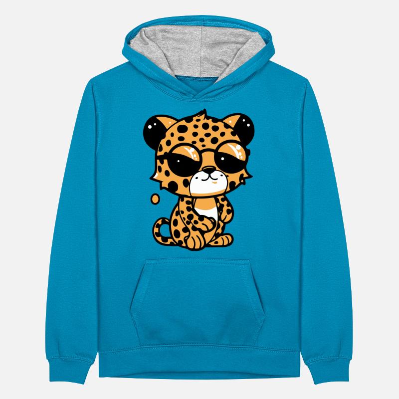 Zoolto der Leopard Teenager Kontrast-Hoodie