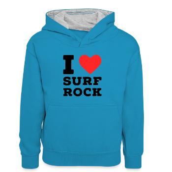 I love surf rock - Teenager Contrast Hoodie - peacock blue/heather grey - Front