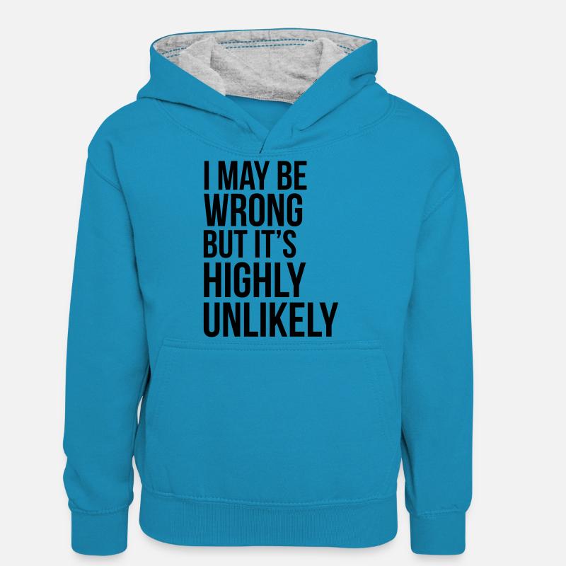 Never Wrong - Sweat à capuche contrasté Ado - bleu paon/gris chiné