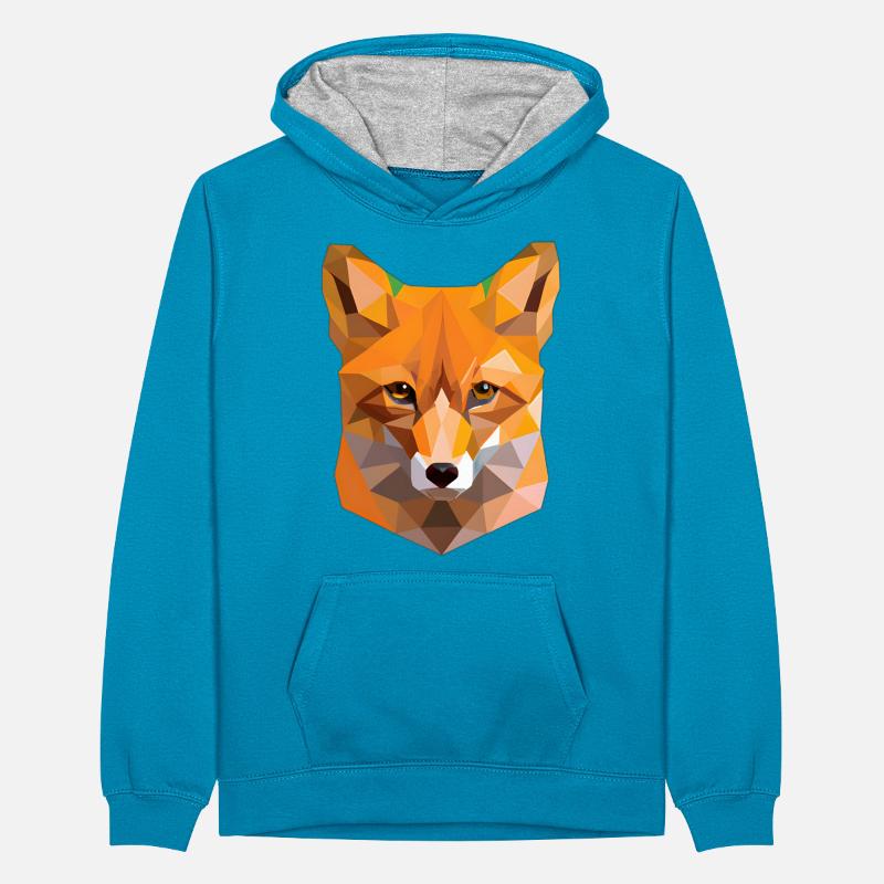 Abstract Polygon Fox Teenager Contrast Hoodie