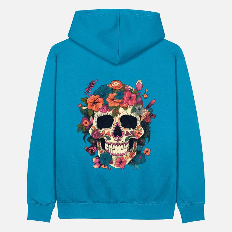 Crâne composé de fleur Sweat à capuche contrasté Ado