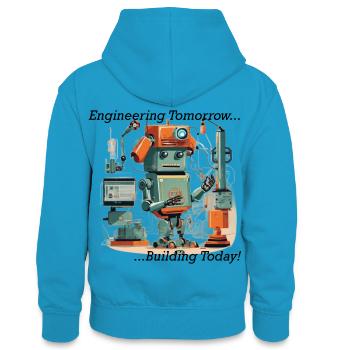 Cypher - Teenager Kontrast-Hoodie - Pfauenblau/Grau meliert - Hinten