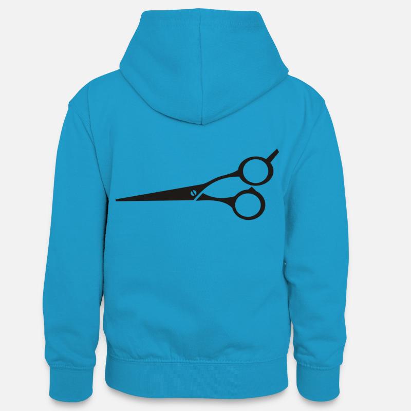 coiffeur de coiffeur de coiffeur de coiffeur salon de coiffure divulgue b - Sweat à capuche contrasté Ado - bleu paon/gris chiné