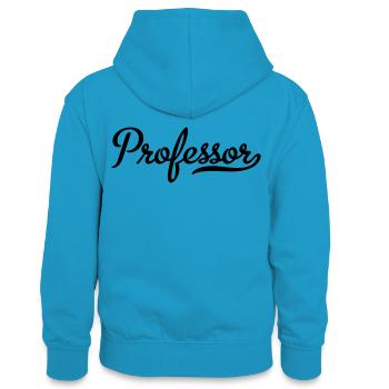Professeur - Sweat à capuche contrasté Ado - bleu paon/gris chiné - Dos