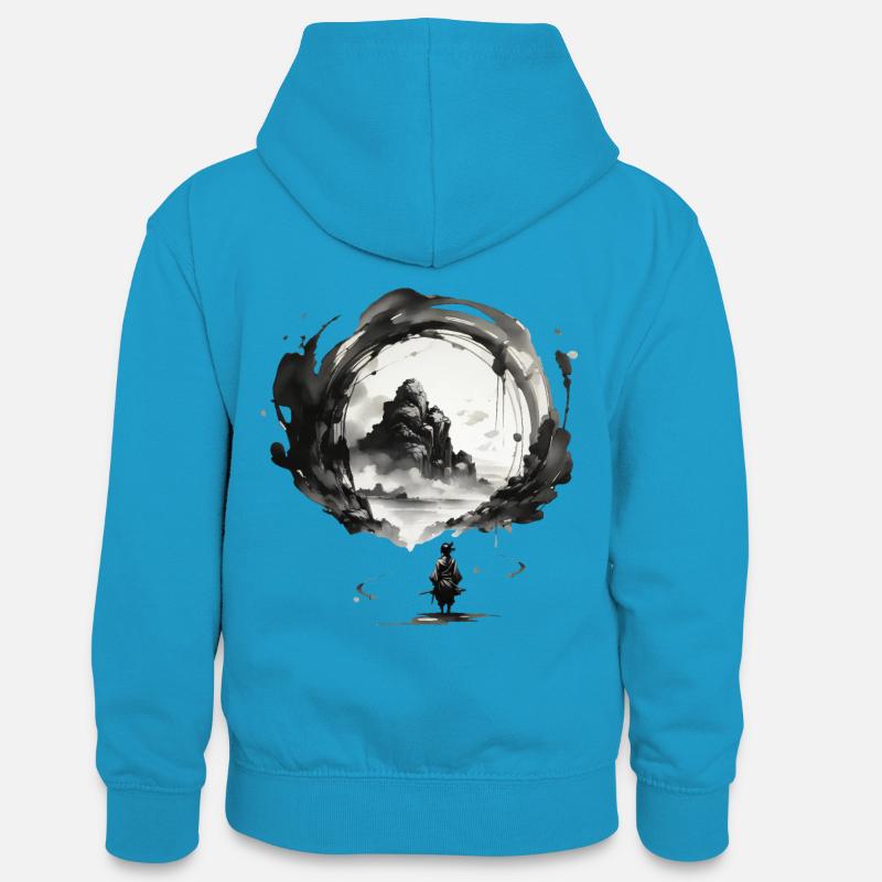 Vision - Sweat à capuche contrasté Ado - bleu paon/gris chiné