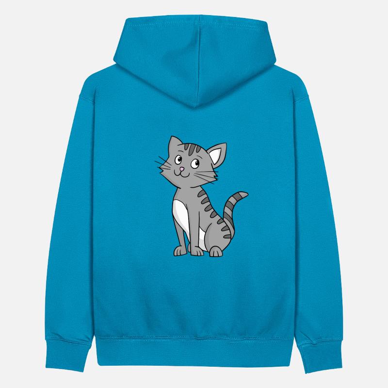 Graue Katze Teenager Kontrast-Hoodie
