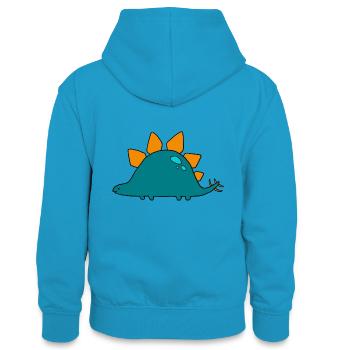 Stegosaurus - Teenager Contrast Hoodie - peacock blue/heather grey - Back