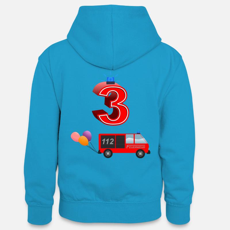 3ème anniversaire - Sweat à capuche contrasté Ado - bleu paon/gris chiné