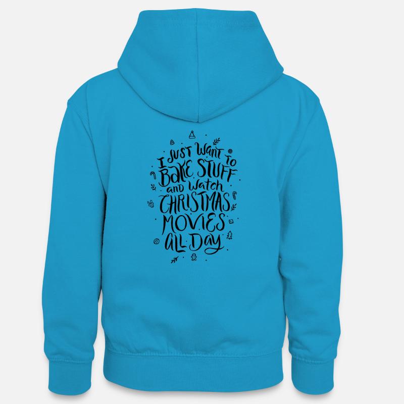 films conte de fées de Noël de cuisson Biscuits cadeaux - Sweat à capuche contrasté Ado - bleu paon/gris chiné