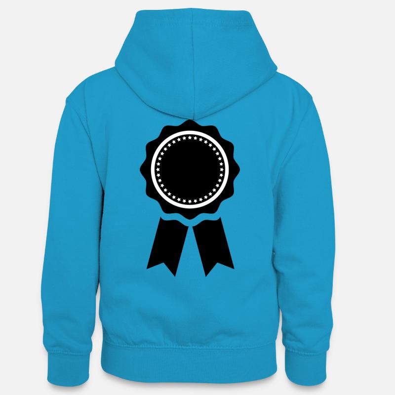 idée cadeau remise des médailles - Sweat à capuche contrasté Ado - bleu paon/gris chiné