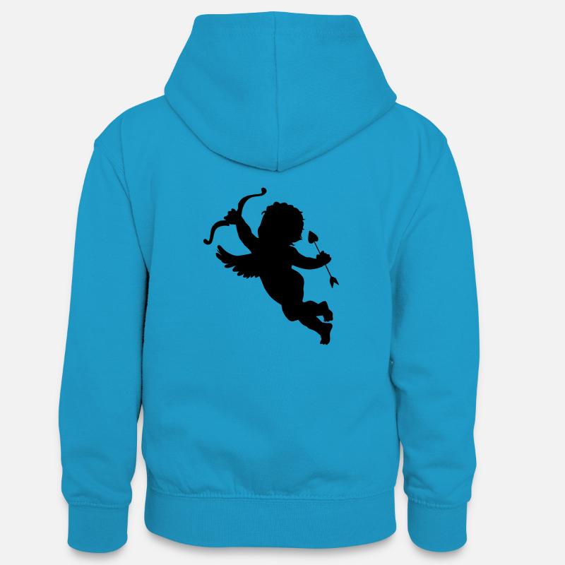 Cupidon - Sweat à capuche contrasté Ado - bleu paon/gris chiné