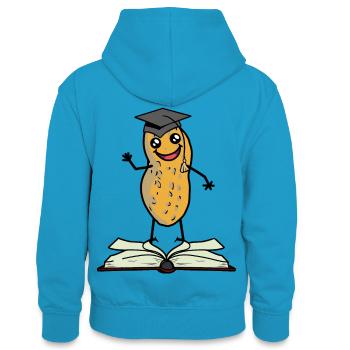 Peanut Scholar Student Learning Study High School - Teenager Contrast Hoodie - peacock blue/heather grey - Back