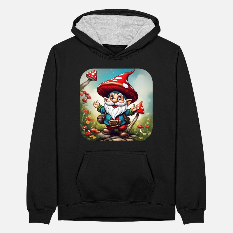 Cute Toadstool Leprechaun Teenager Contrast Hoodie