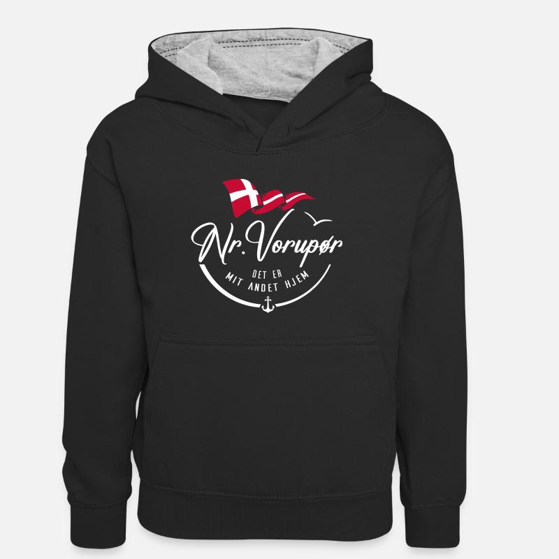NR VORUPOR - Ma résidence secondaire - w - Sweat à capuche contrasté Ado - noir/gris chiné
