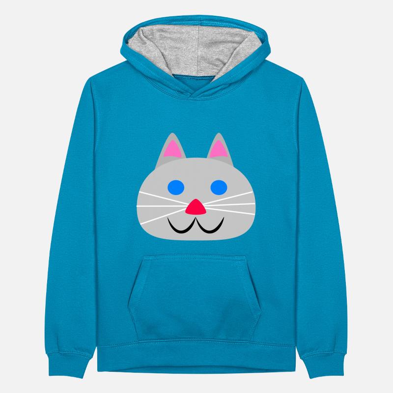 Cute cat face Teenager Contrast Hoodie