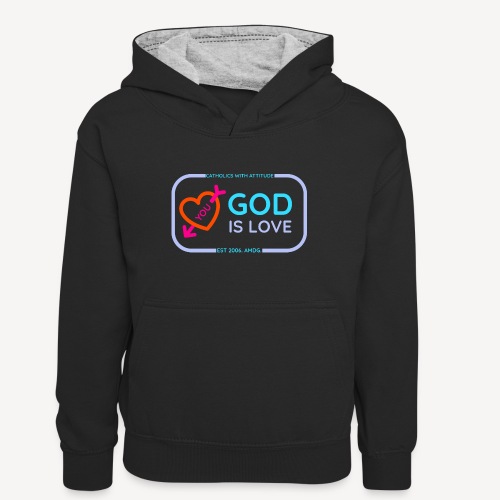 GOD IS LOVE - Młodzieżowa bluza z kontrastowym kapturem