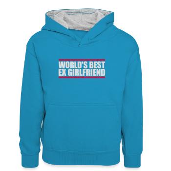 worlds best ex girlfriend - Teenager Kontrast-Hoodie - Pfauenblau/Grau meliert - Vorne
