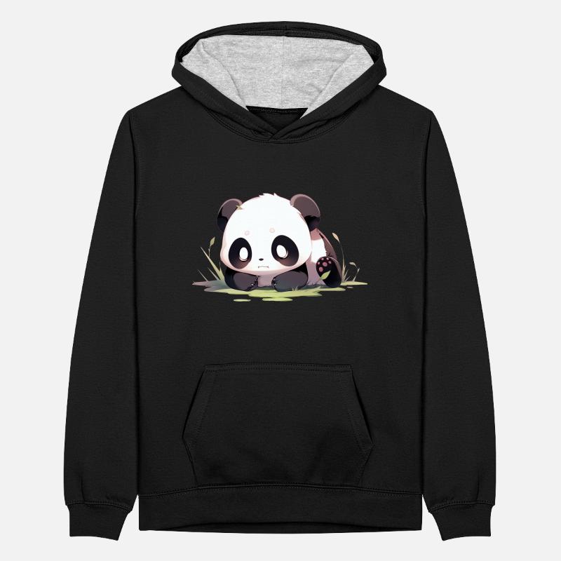 Panda mignon Sweat à capuche contrasté Ado
