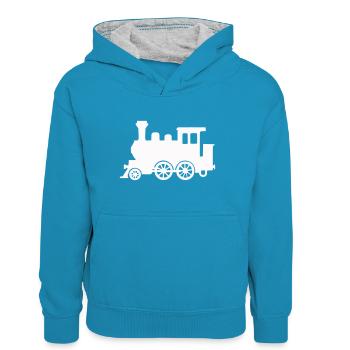 locomotive - Teenager Contrast Hoodie - peacock blue/heather grey - Front