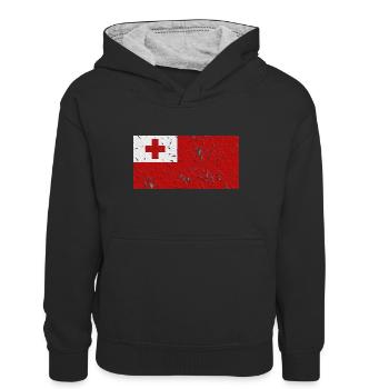 Gift for Tonga - Teenager Contrast Hoodie - black/heather grey - Front