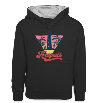 Hawaii Beach Strand Design - Teenager Kontrast-Hoodie - Schwarz/Grau meliert - Vorne