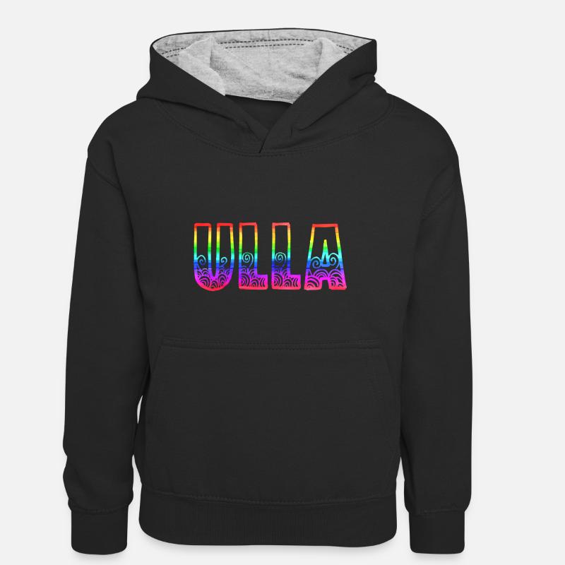 ulla rs arc-en-ciel - Sweat à capuche contrasté Ado - noir/gris chiné