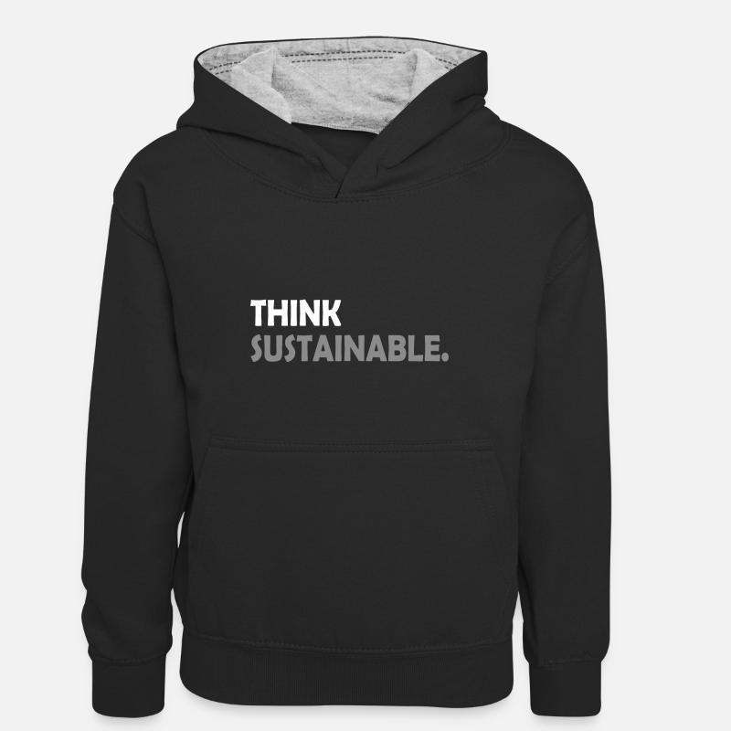 Pensez durable - Sweat à capuche contrasté Ado - noir/gris chiné