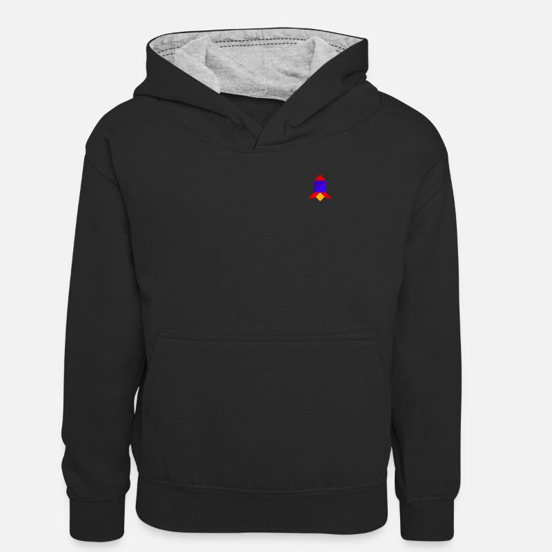 Fusée - Tangram - Sweat à capuche contrasté Ado - noir/gris chiné