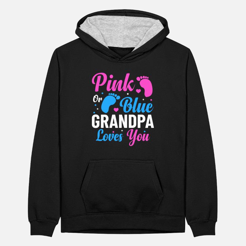 Rosa Oder Blauer Opa Liebt Dich Geschlecht Teenager Kontrast-Hoodie