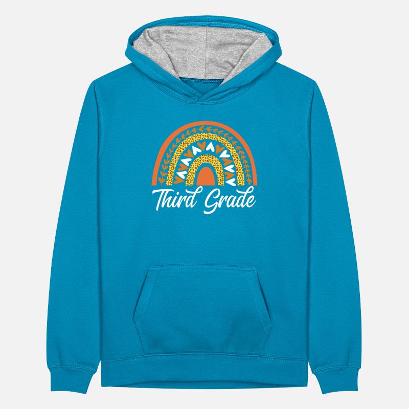 Leopard Rainbow Design Third Class For Teenager Contrast Hoodie