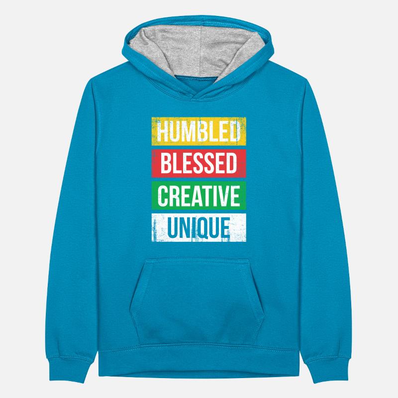 Humbled Blessed Creative Unique For Pride African Teenager Kontrast-Hoodie