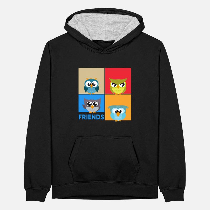 Eule "bunte Eulen" eulenchaos Eulen-Kunst Teenager Kontrast-Hoodie