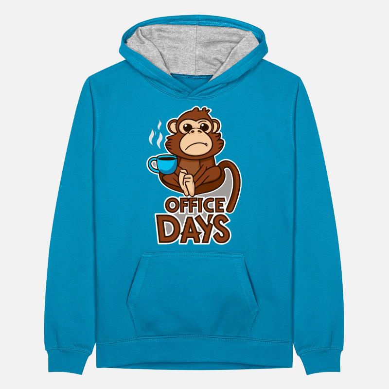 Grumpy Monkey Office-Days Geschenk Teenager Kontrast-Hoodie