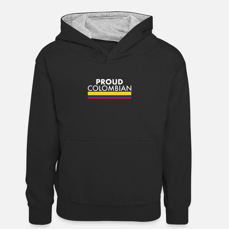 Fier Colombie Colombie Drapeau colombien - Sweat à capuche contrasté Ado - noir/gris chiné