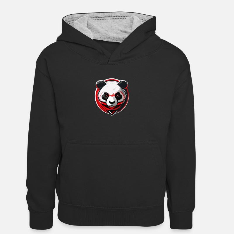 Panda - Sweat à capuche contrasté Ado - noir/gris chiné