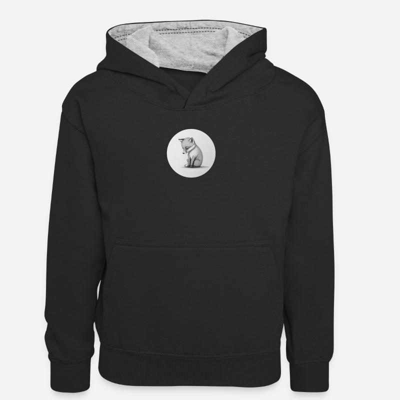 Renard - Sweat à capuche contrasté Ado - noir/gris chiné