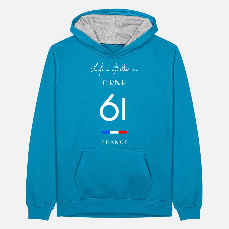 Life is better in ORNE Number 61 Normandy Teenager Contrast Hoodie