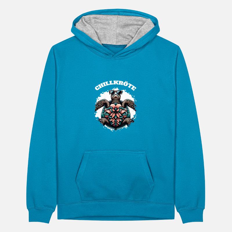 Chill Toad Turtle Teenager Contrast Hoodie