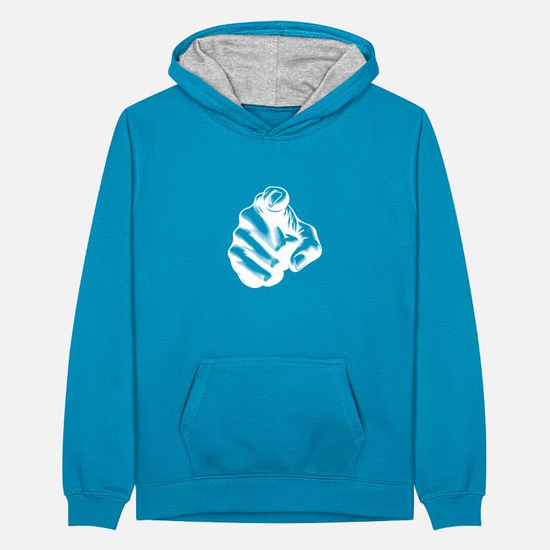 Classic Hand Position Precise Index Finger Gesture Teenager Contrast Hoodie