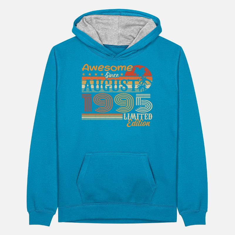1995 August Geschenkidee August 1995 Teenager Kontrast-Hoodie