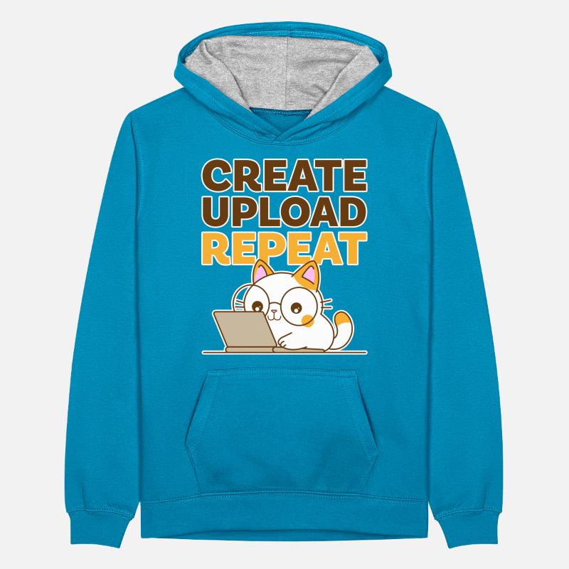 Create, Upload, Repeat Sweat à capuche contrasté Ado